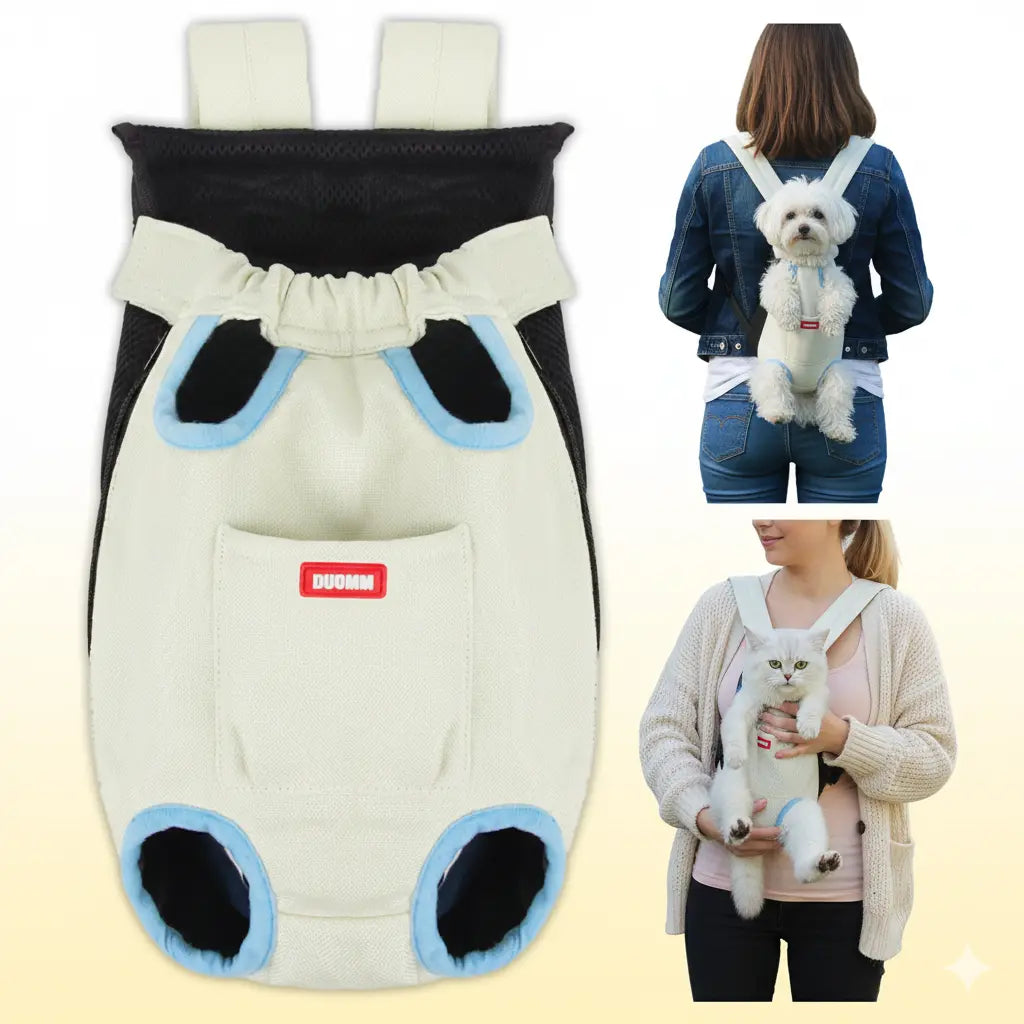 Smartwell Hands-Free Pet Carrier Backpack for Small Dogs and Cats Adjustable Legs Out Front Facing Pouch for Travel Hiking Walking Cat Bag