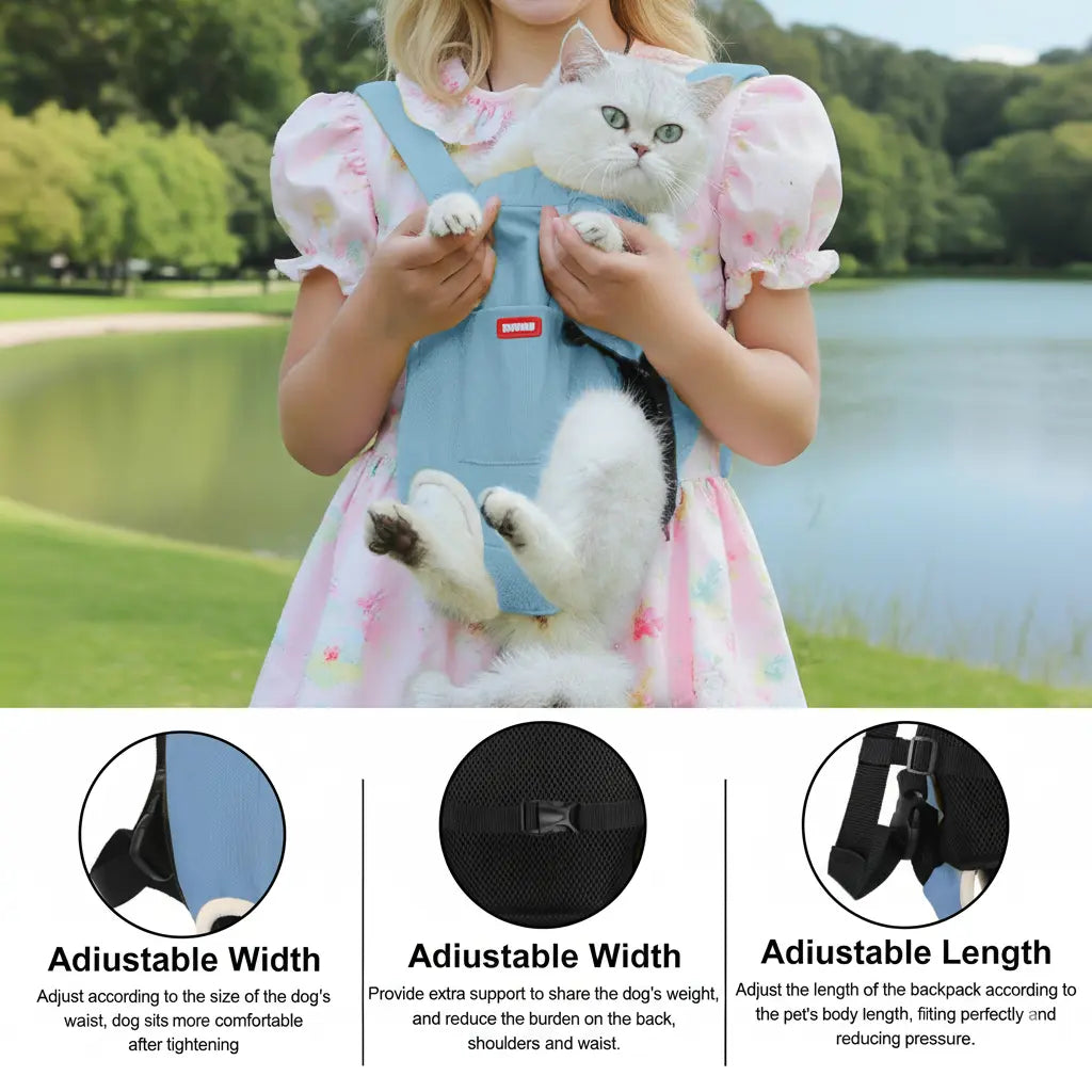 Smartwell Hands-Free Pet Carrier Backpack for Small Dogs and Cats Adjustable Legs Out Front Facing Pouch for Travel Hiking Walking Cat Bag