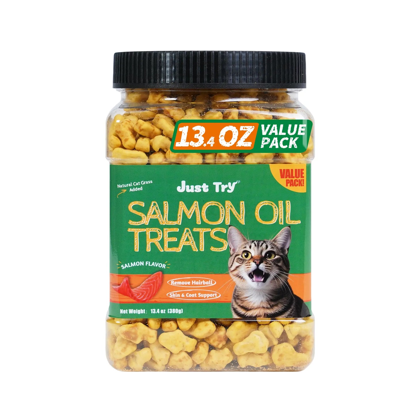 【Petlovers】Just TRY 13.4 OZ Cat Grass Treats Natural Salmon Flavor Healthy Cat Snacks Training Biscuits Catnip for Cats Dental and Hairball Control Treats Remedy Chews#Summervibes#Petlovers