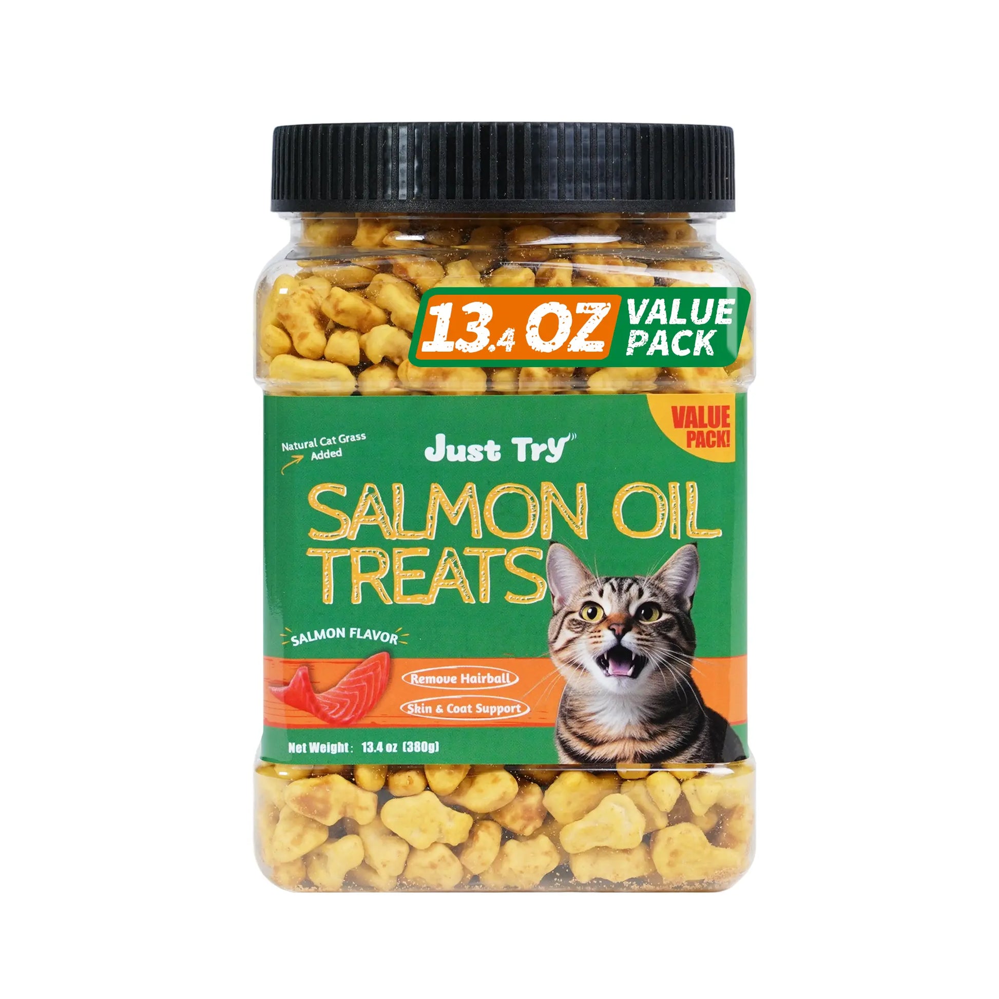【Petlovers】Just TRY 13.4 OZ Cat Grass Treats Natural Salmon Flavor Healthy Cat Snacks Training Biscuits Catnip for Cats Dental and Hairball Control Treats Remedy Chews#Summervibes#Petlovers