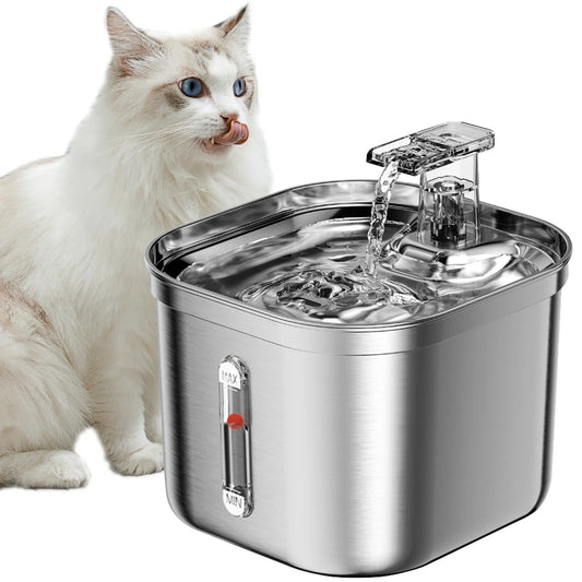 #Summervibes #Petlovers Cat Water Fountain, Stainless Steel Pet Water Fountain for Cats Inside, 3 Filters&Ultra-Quiet Pump, 2.2L/73Oz Automatic Dog Dispenser Water Bowl, Multiple Pets Water Fountain Square