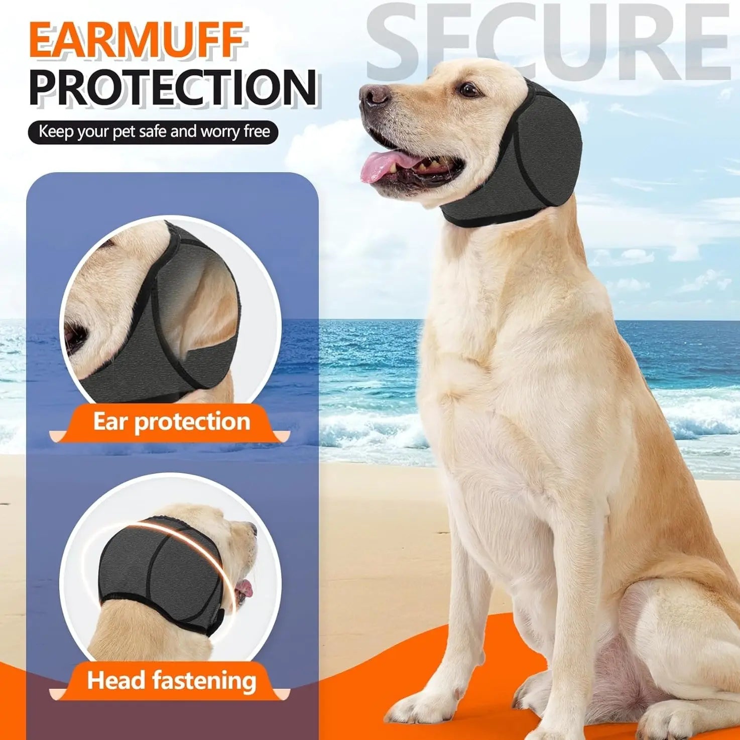 2Pcs / 1Pc Dog Ear Protector Earmuffs Bandana for Noise Reduction and Hearing Protection Adjustable Head Fixation Design Breathable Soft Material Suitable for Swimming Beach