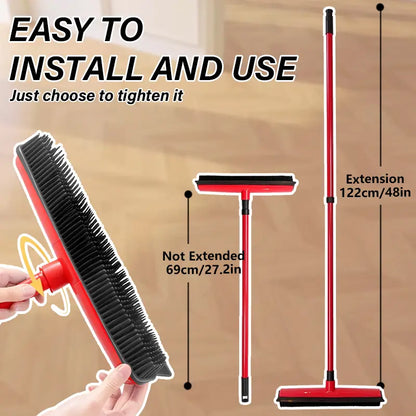 Pet Carpet Cleaning Brush - Powerful Hair & Dust Removal, Hands-Free Cleaning, Rubber Scraper for Floors/Windows/Sofas, Multi-Functional for Dog/Cat Hair & Window Cleaning Summervibes