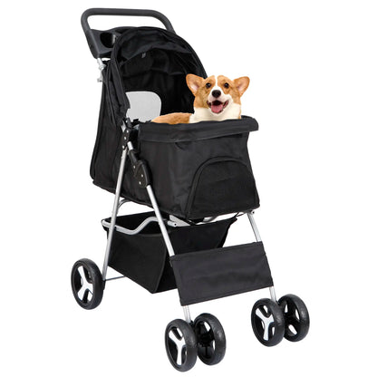 Segawe Foldable Dog Stroller - Pet Travel Carriage with Detachable Animal Carrier, Cart and Tray, Black,Summervibes
