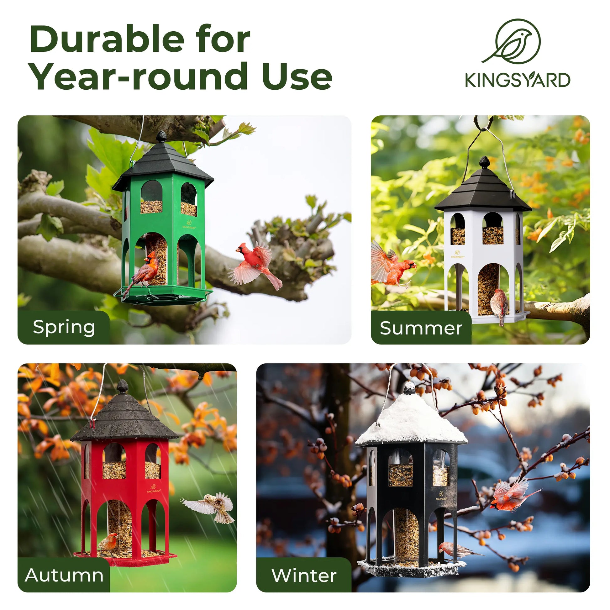 [Summervibes]Kingsyard Spring Migration 2026 Metal Bird Feeder for Backyard Nature Watching 4Lb Large Capacity with Circular Perch Durable Weather-Resistant Design