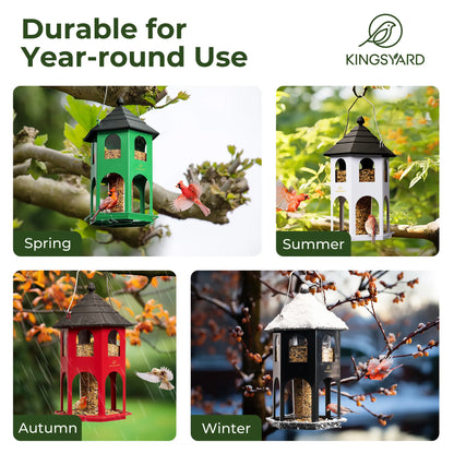 [Summervibes]Kingsyard Spring Migration 2026 Metal Bird Feeder for Backyard Nature Watching 4Lb Large Capacity with Circular Perch Durable Weather-Resistant Design