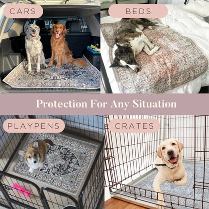 Lovewag Washable Dog Pads Pack of 2, Eco-Friendly and Leak-Proof Design, Multi Design Option: Caramel Creme, Willow Weave, Honey Harvest, Grey Drift , 16" X 24" & 36" X 48"& 24.5" X 24.5"