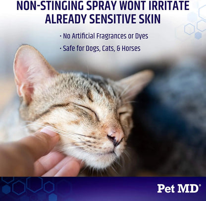 Pet MD Hydrocortisone Spray for Dogs, Cats, Horses - Itch Relief Spray & Hot Spot Treatment for Dogs, Irritated Dry Itchy Skin, Allergies, and Dermatitis - Reduces Topical Inflammation - 4 Oz