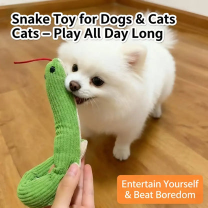 Pet Toy Small Snake Dog Chew Toy, Durable Plush Squeaky Paper Cat Toy, Self-Entertaining Stress Relief Pet Supplies