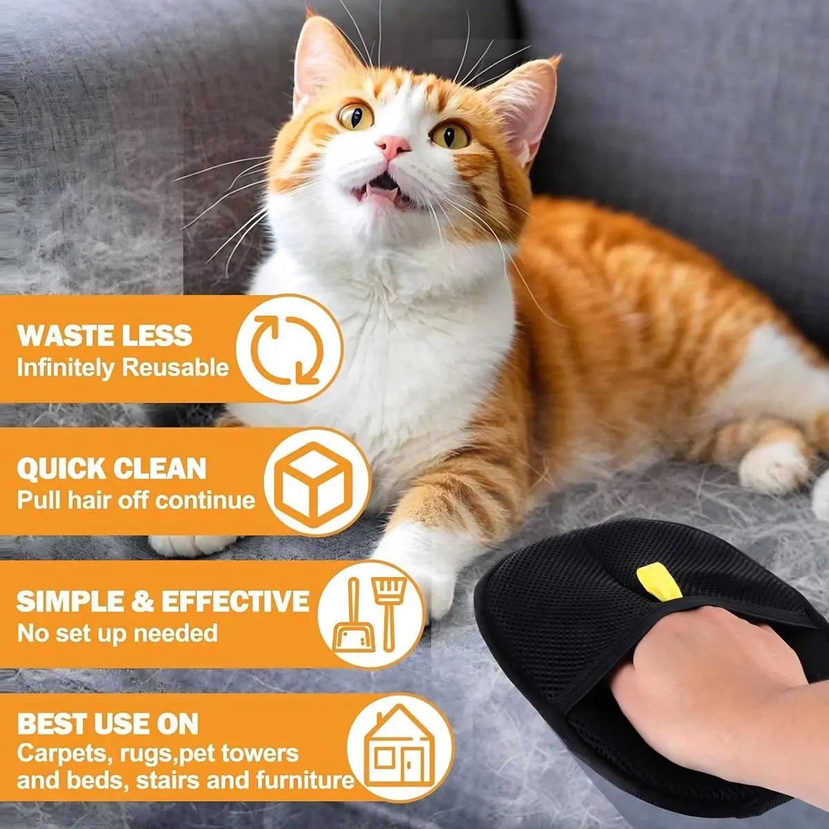 2026 Pet Double Sided Grooming Glove Reusable, Electrostatic Pet Hair Remover Gloves for Dog & Cat, Versatile Grooming Gloves for Washing, Deshedding, Grooming for Couch, Furniture, Carpet, Car Seat
