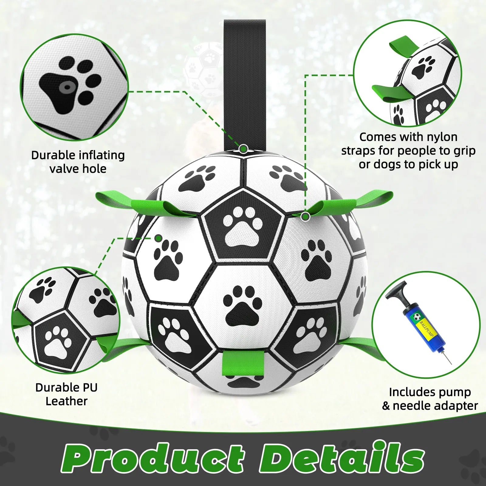 Herding Dogs Balls Durable Dog Soccer Ball with 9 Grab Tabs for Outdoor & Water Play, Perfect Gift for Pets #GLOBAL PICKS