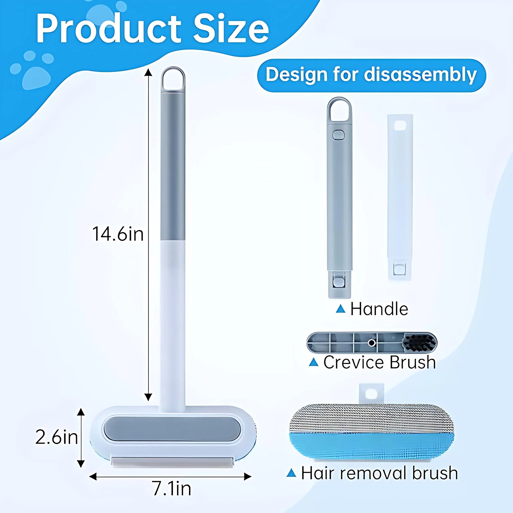 【BUY 1 GET 1 Free】Upgraded Reusable Pet Hair Remover Brush –Fur Removal Tool, Extra-Long Handle Lint Cleaner for Dog & Cat Hair, Washable Multi-Surface Tool for Furniture, Bedding, Clothes & Car Interiors Cleaning Grooming