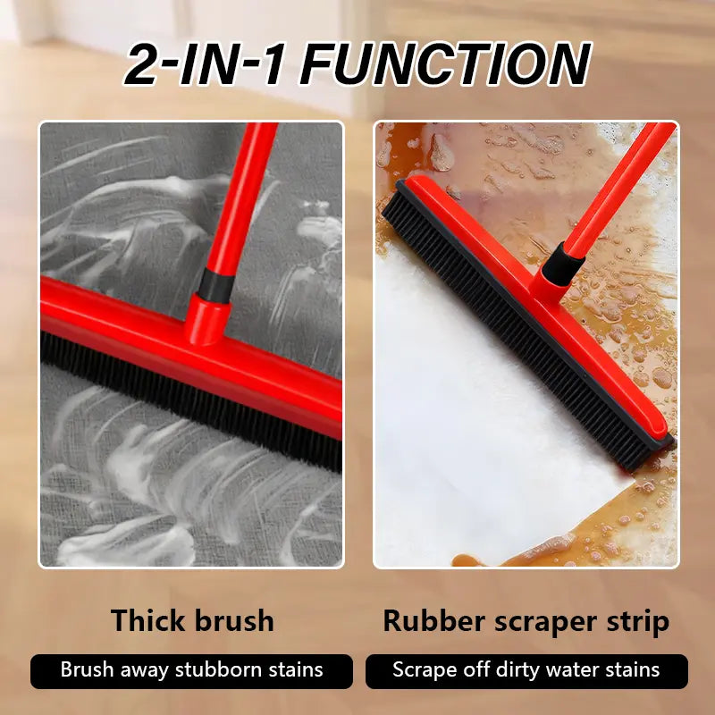Pet Carpet Cleaning Brush - Powerful Hair & Dust Removal, Hands-Free Cleaning, Rubber Scraper for Floors/Windows/Sofas, Multi-Functional for Dog/Cat Hair & Window Cleaning Summervibes