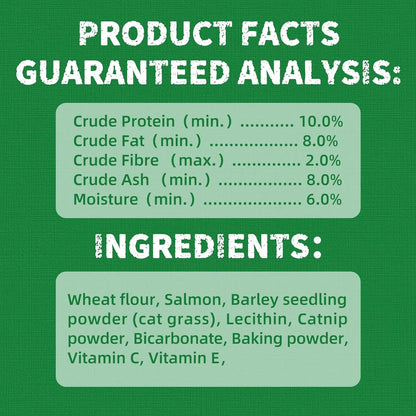 【Petlovers】Just TRY 13.4 OZ Cat Grass Treats Natural Salmon Flavor Healthy Cat Snacks Training Biscuits Catnip for Cats Dental and Hairball Control Treats Remedy Chews#Summervibes#Petlovers