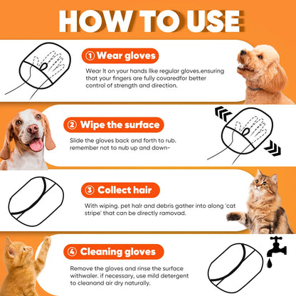 Upgrade Pet Hair Remover Electrostatic Gloves-1Pcs，Reusable Pet Hair Removal Glove for Cats & Dogs, Premium Cat & Dog Hair Remover Mitt for Couch Furniture Carpet Car Seat