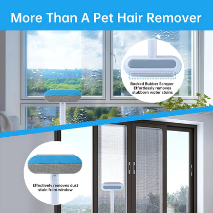 【BUY 1 GET 1 Free】Upgraded Reusable Pet Hair Remover Brush –Fur Removal Tool, Extra-Long Handle Lint Cleaner for Dog & Cat Hair, Washable Multi-Surface Tool for Furniture, Bedding, Clothes & Car Interiors Cleaning Grooming