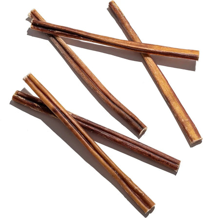 12-Inch Bully Sticks (8Oz./~5 Sticks) Healthy, All-Natural, Long-Lasting Dog Chew Bones - Low Odor - Mixed Thickness - Lab-Tested, Hand-Inspected and Packed with Love in the USA - High Protein Treats - < 12” BULLY STICKS 8 OUNCES >