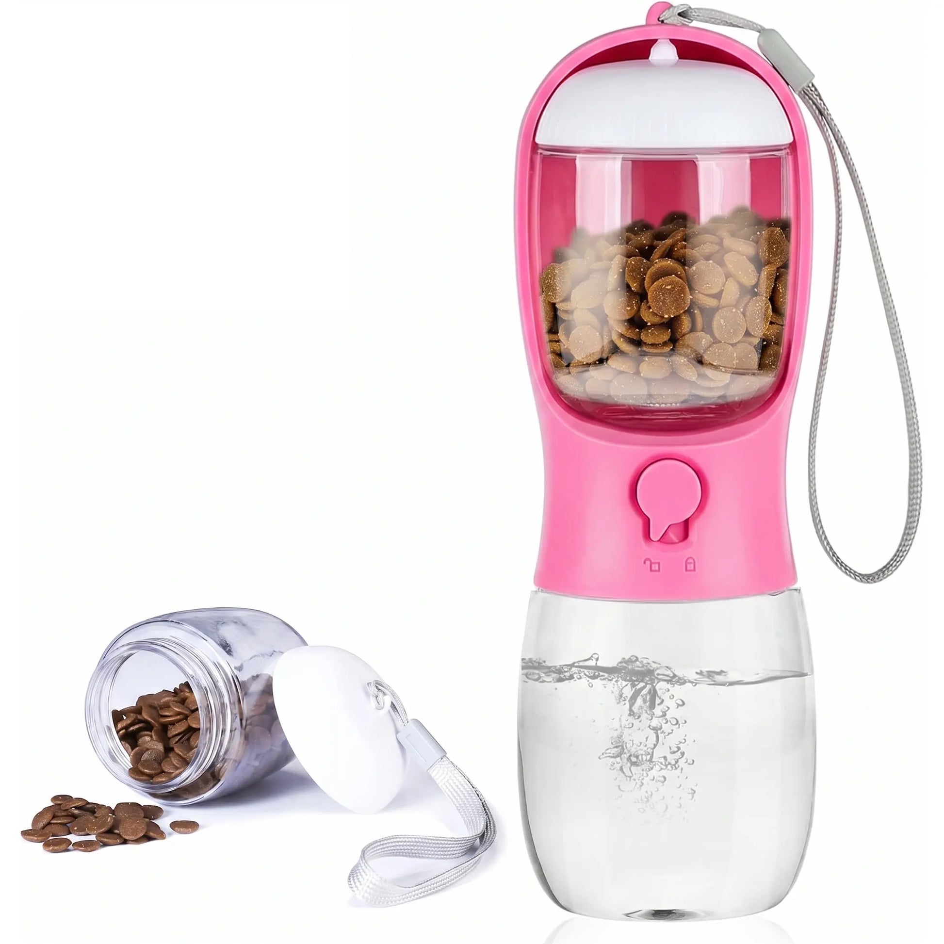 Dog Water Bottle with Food Container, Travel Puppy Water Bowl, Portable Pet Dispenser, Dog Stuff Accessories Items, Automatic Feeder Feeding, Puppy Essentials Necessities for Yorkie Chihuahua Cat Walking and Hiking