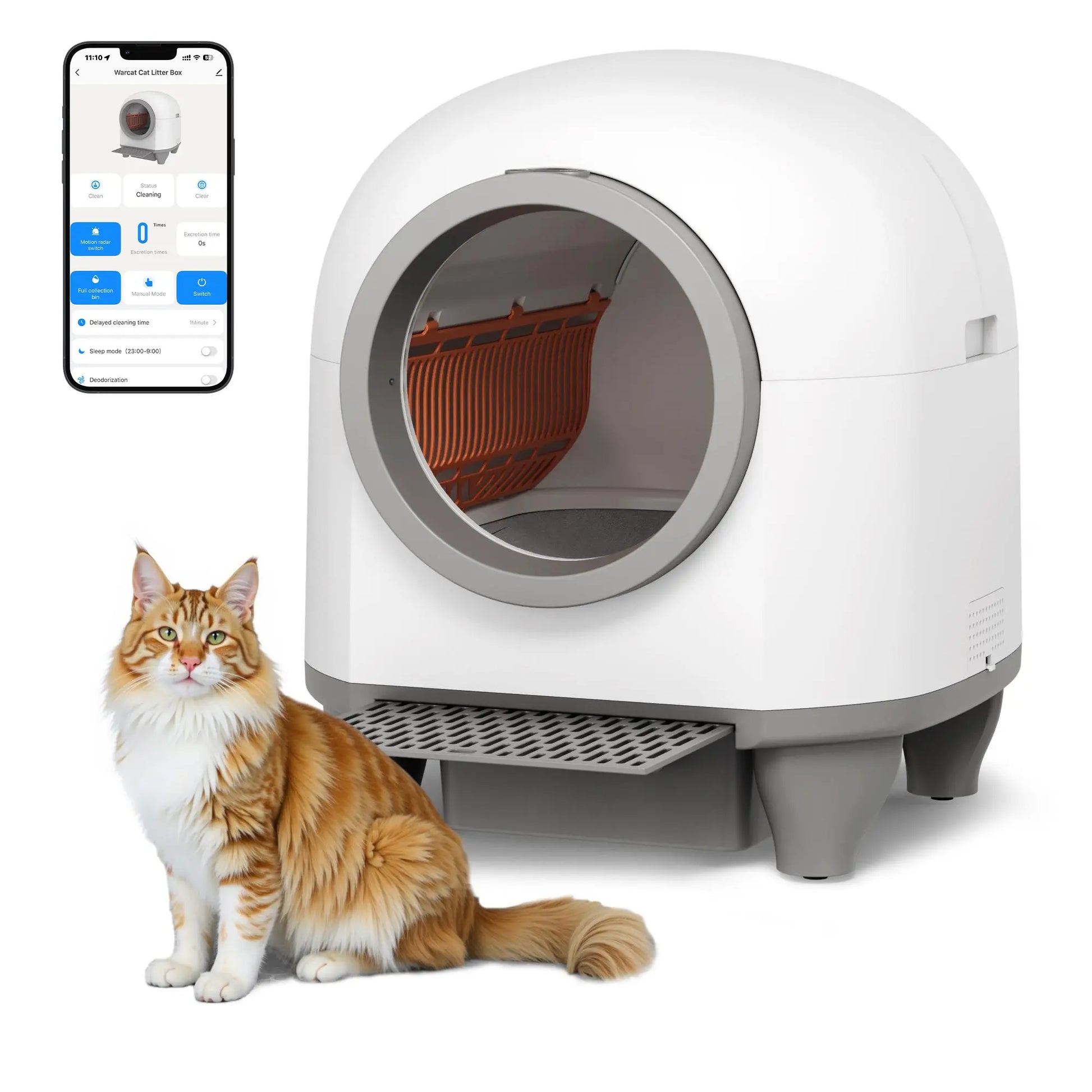 Warcat Smart Low-Noise Auto-Cleaning Litter Box 90L Self Cleaning Cat Litter Box App-Controlled via 2.4G Wifi with Smart Sensors, Safety Protection, Easy Maintenance, Easy Setup & Clean #Summervibes #Petlovers