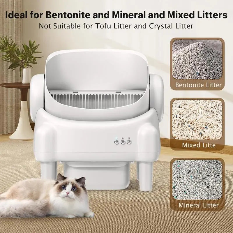TAYACICY Smart Self-Cleaning Litter Box for Multiple Cats | 10.5L Bin, Open-Top Design, Dual Safety Sensors, Cat Litterbox (Only Supports 2.4G Wifi) Summervibes