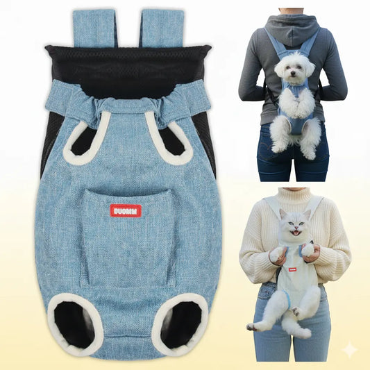Smartwell Hands-Free Pet Carrier Backpack for Small Dogs and Cats Adjustable Legs Out Front Facing Pouch for Travel Hiking Walking Cat Bag