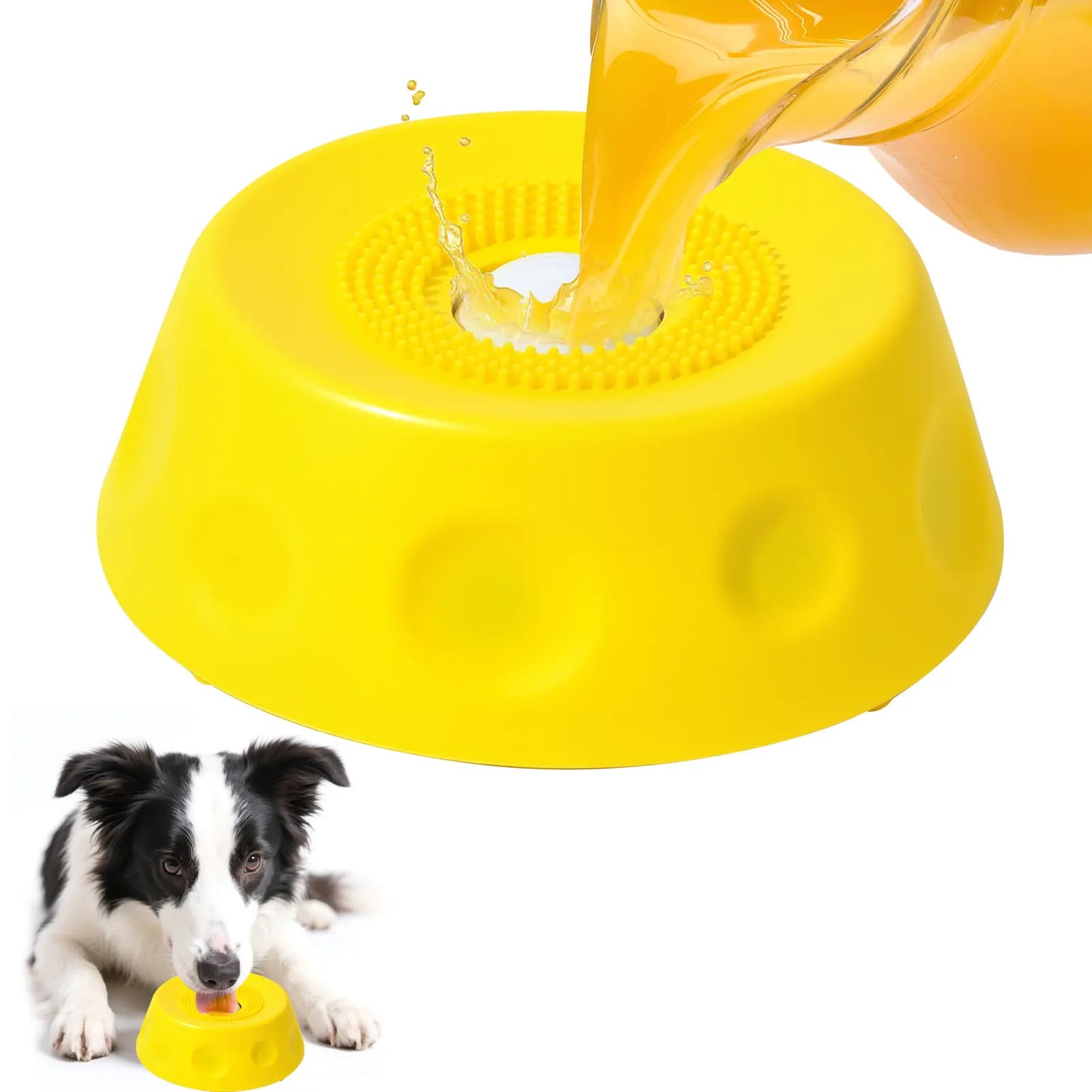 #Summervibes 3-In-1 Suction Slow Feeder Dog Bowl, No-Spill Licking Mat with Built-In Treat Ball & Cleaning Brush, Interactive Anti-Slip Dog Bowl for Yogurt, Peanut Butter & Liquid Treats
