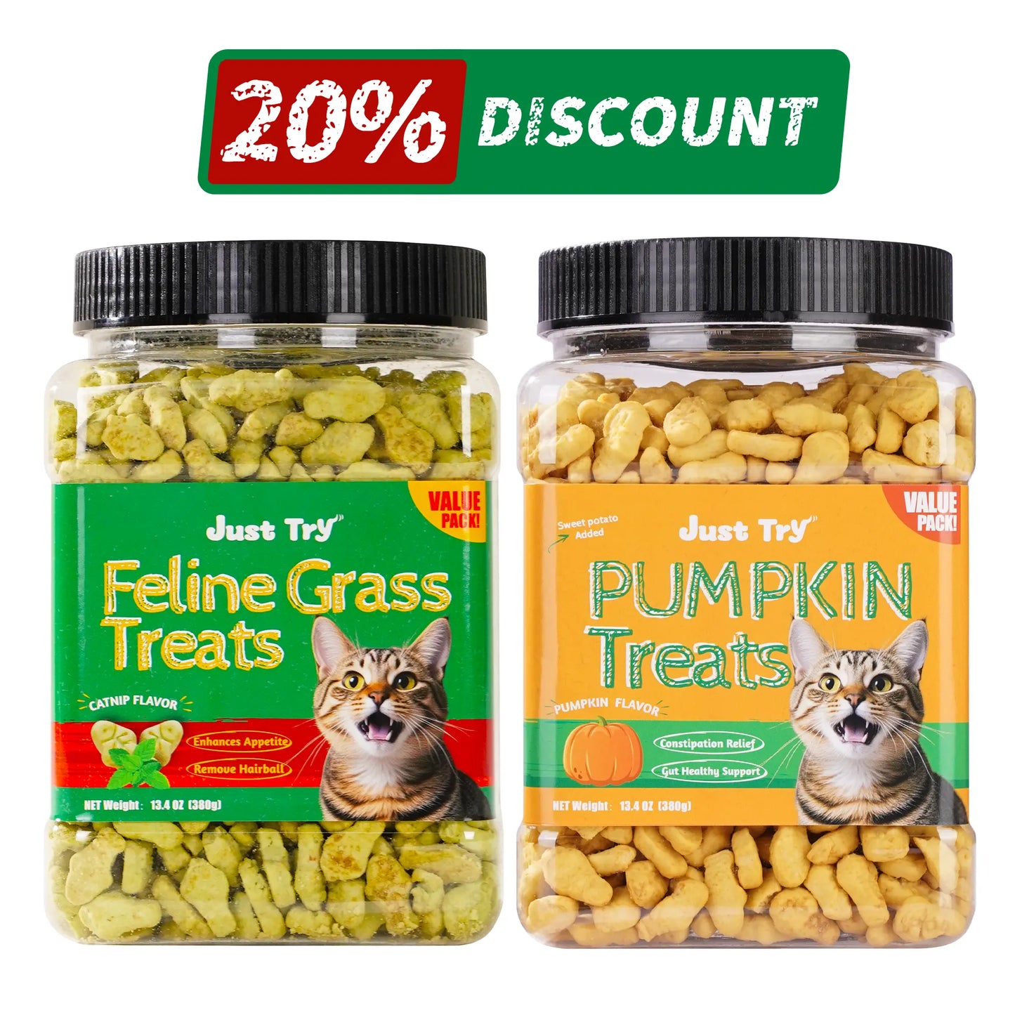 【Petlovers】Just TRY 13.4 OZ Cat Grass Treats Natural Salmon Flavor Healthy Cat Snacks Training Biscuits Catnip for Cats Dental and Hairball Control Treats Remedy Chews#Summervibes#Petlovers