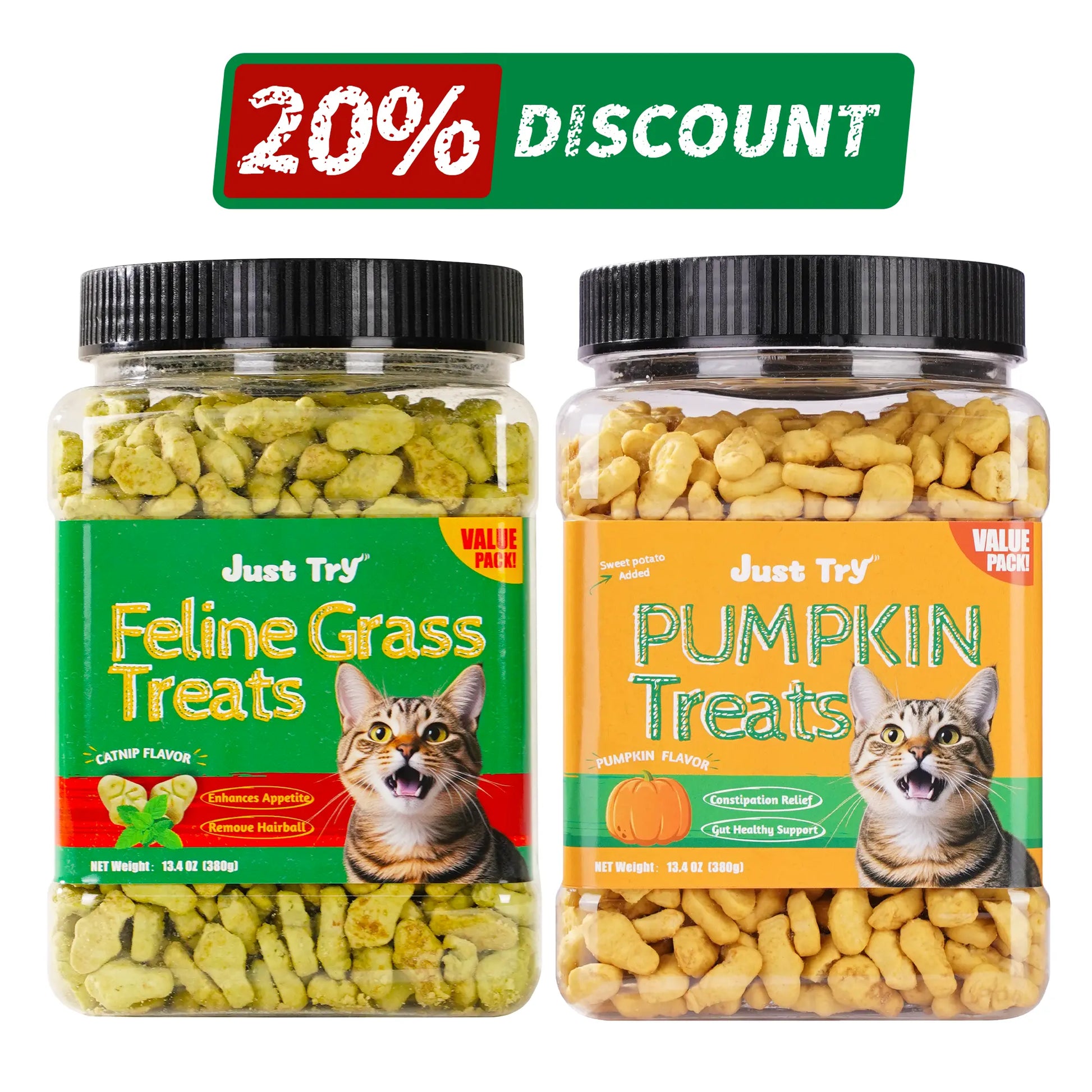 【Petlovers】Just TRY 13.4 OZ Cat Grass Treats Natural Salmon Flavor Healthy Cat Snacks Training Biscuits Catnip for Cats Dental and Hairball Control Treats Remedy Chews#Summervibes#Petlovers