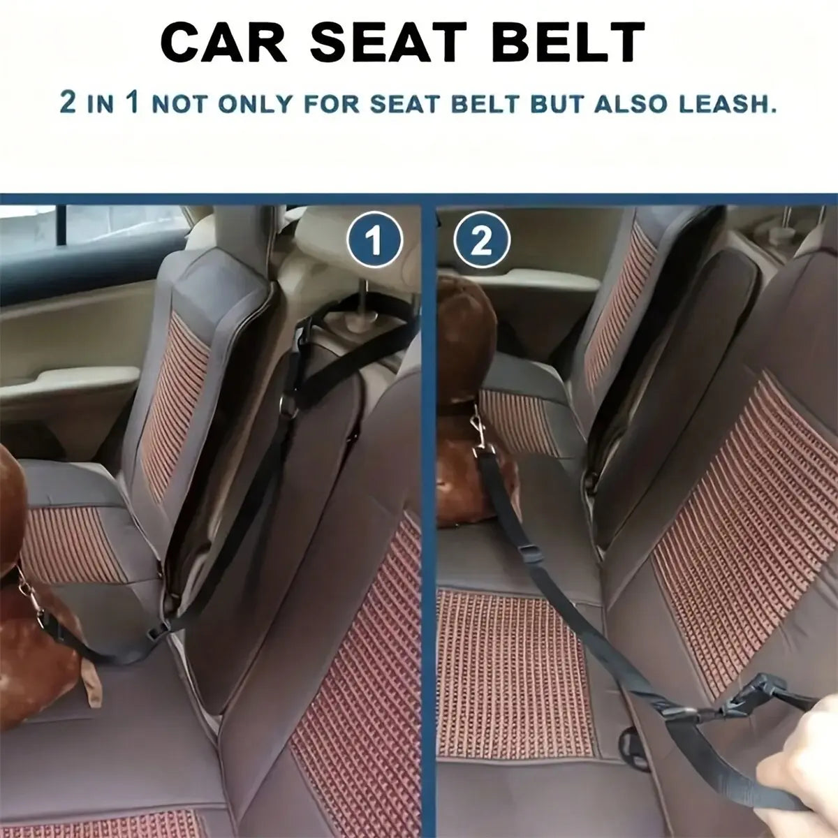 Adjustable Dog Car Safety Harness Straps with Secure Buckle, Retractable Vehicle Restraint for Suvs Cars Trucks, Universal Fit Pet Travel Accessory