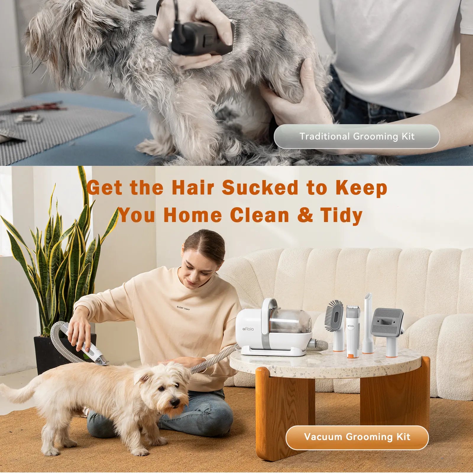 【Limitedtimeflashsale】Afloia Dog Grooming Kit, Pet Grooming Vacuum & Dog Clippers & Dog Brush for Shedding with Vacuum Grooming Tools, Low Noise Dog Vacuum Hair Remover Pet Grooming Supplies Paw Trimmer