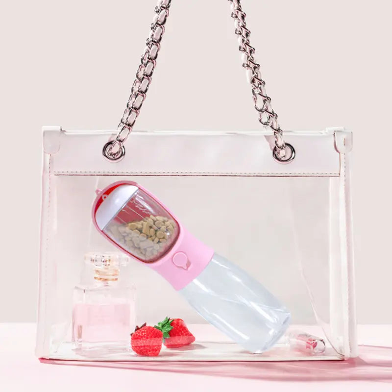 Dog Water Bottle with Food Container, Travel Puppy Water Bowl, Portable Pet Dispenser, Dog Stuff Accessories Items, Automatic Feeder Feeding, Puppy Essentials Necessities for Yorkie Chihuahua Cat Walking and Hiking