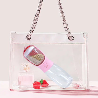 Dog Water Bottle with Food Container, Travel Puppy Water Bowl, Portable Pet Dispenser, Dog Stuff Accessories Items, Automatic Feeder Feeding, Puppy Essentials Necessities for Yorkie Chihuahua Cat Walking and Hiking