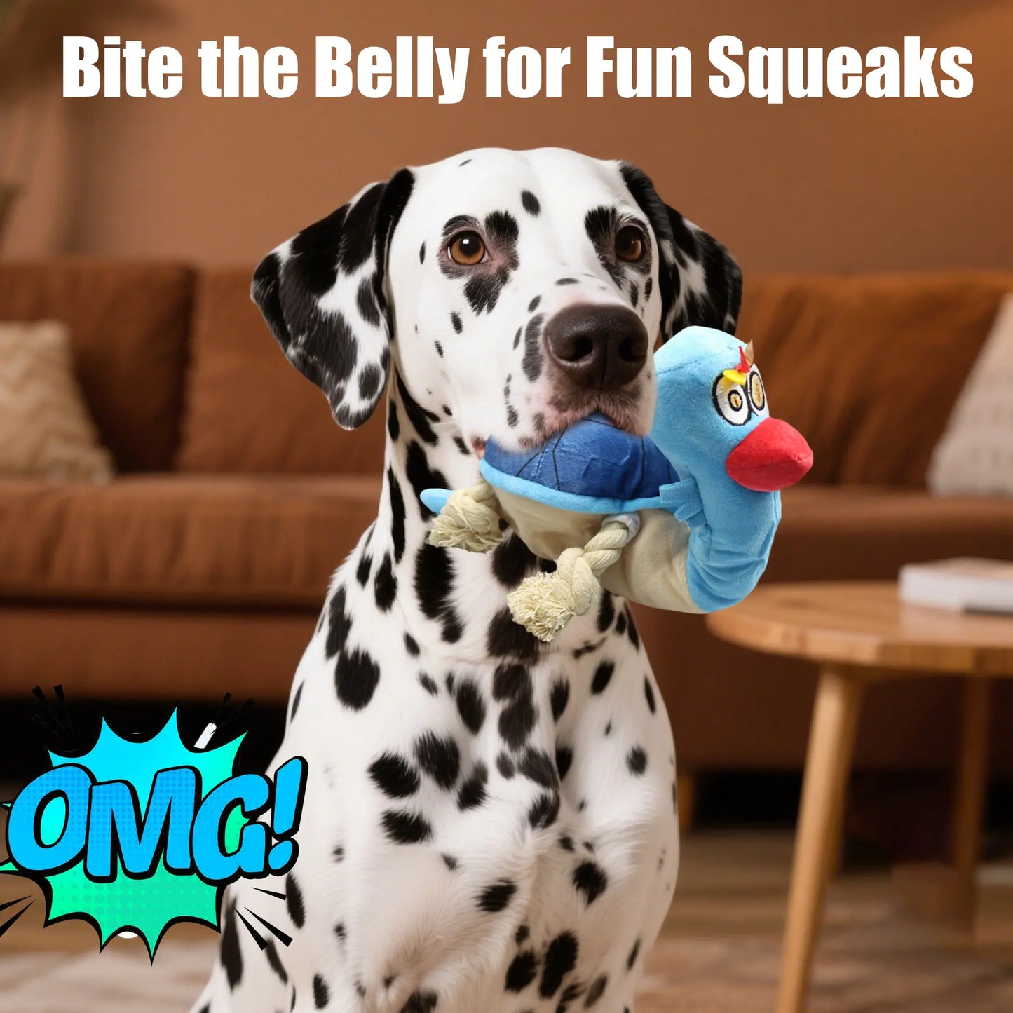 Dog Toy - Turtle Squeaky Plush Tug Toy with Rope Limbs Interactive Play for Boredom Relief Squeaky Feature & Tugging Fun