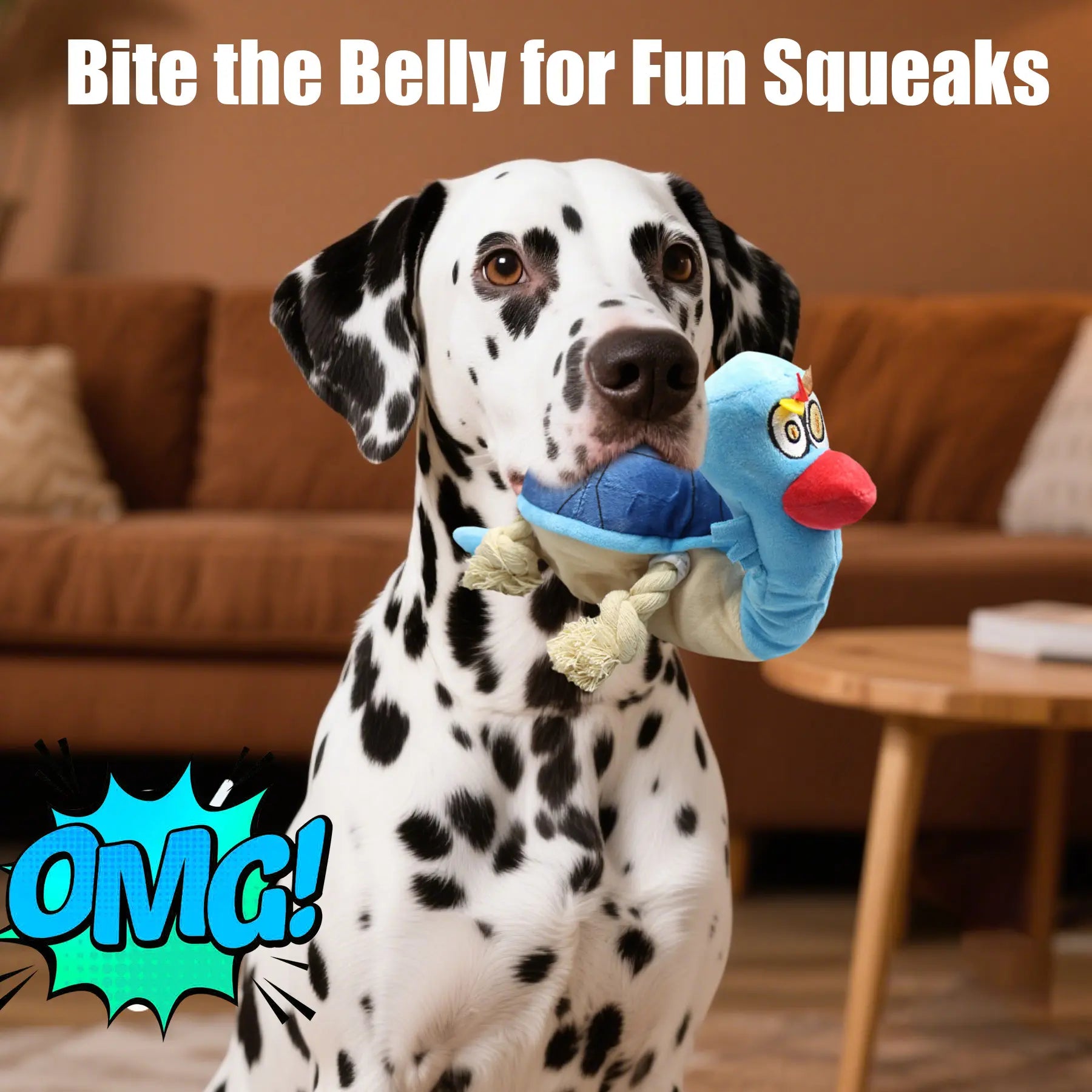 Dog Toy - Turtle Squeaky Plush Tug Toy with Rope Limbs Interactive Play for Boredom Relief Squeaky Feature & Tugging Fun