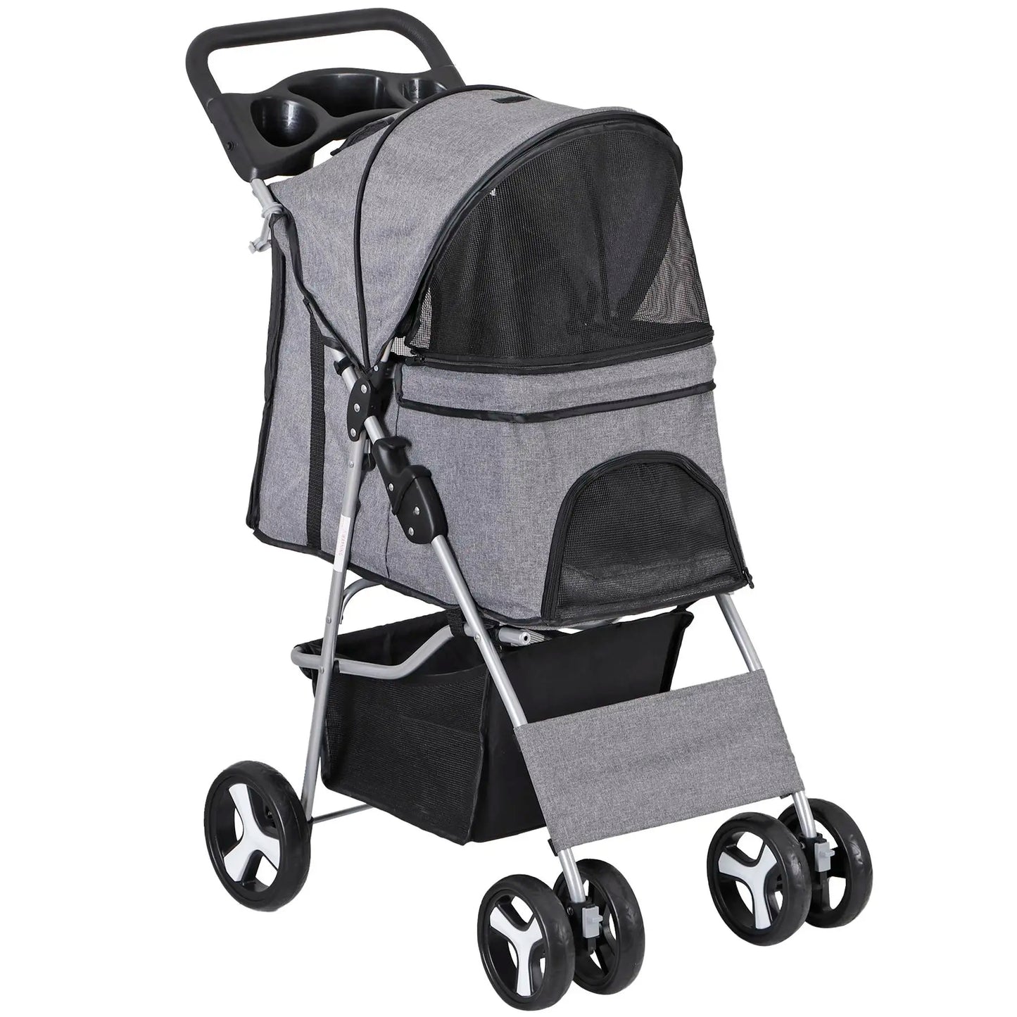 Segawe Foldable Dog Stroller - Pet Travel Carriage with Detachable Animal Carrier, Cart and Tray, Black,Summervibes