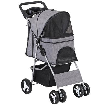 Segawe Foldable Dog Stroller - Pet Travel Carriage with Detachable Animal Carrier, Cart and Tray, Black,Summervibes