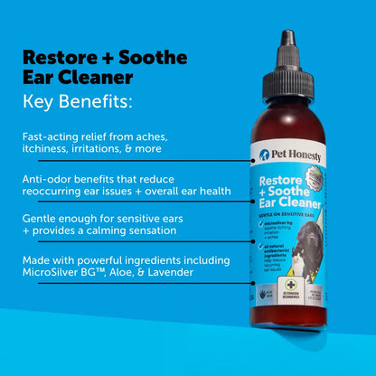 Pet Honesty Restore + Soothe Ear Cleaner (4 Ounce)