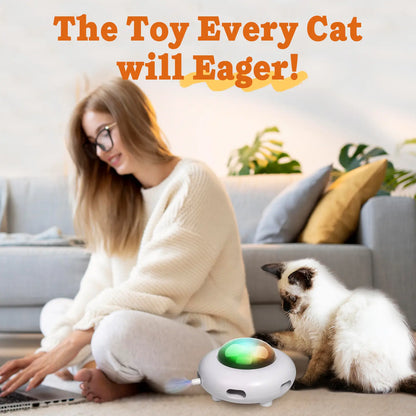 Interactive Cat Toys for Indoor Cats, Automatic Kitten Toys, Moving Feather Kicker, Fun Exercise & Hair Removal Toy, USB Rechargeable Cat Accessories Automatic Cat Toy Cat Toys Indoor Cats-Ufo