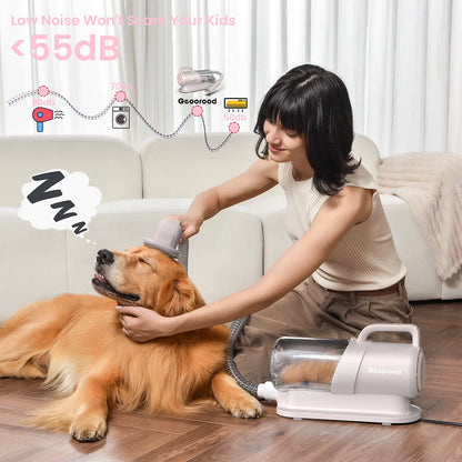 Geoorood Dog Grooming Vacuum All-In-One Kit with 10Kpa Suction, 2.2L Dust Tank, Adjustable Combs, Lightweight Design, Perfect for Gifts & Home Use Summervibes Petlovers