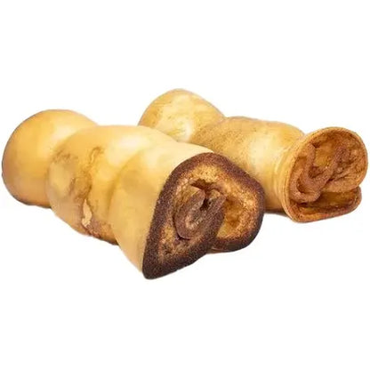 4-6” Peanut Butter Collagen Cheek Rolls (5 Pack) 100% Natural and Extra-Thick - Single-Ingredient - Long-Lasting for Big Dogs and Aggressive Chewers - Dog Treat Chews Dental Sticks