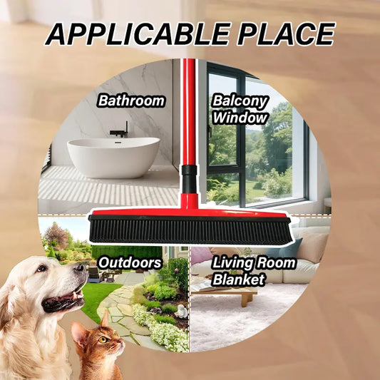 Pet Carpet Cleaning Brush - Powerful Hair & Dust Removal, Hands-Free Cleaning, Rubber Scraper for Floors/Windows/Sofas, Multi-Functional for Dog/Cat Hair & Window Cleaning Summervibes