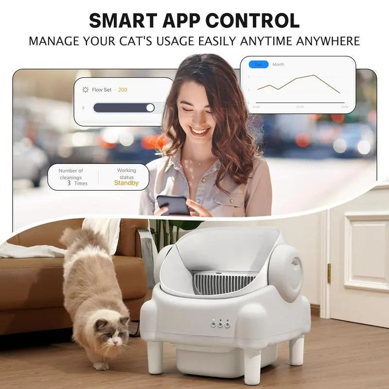 TAYACICY Smart Self-Cleaning Litter Box for Multiple Cats | 10.5L Bin, Open-Top Design, Dual Safety Sensors, Cat Litterbox (Only Supports 2.4G Wifi) Summervibes