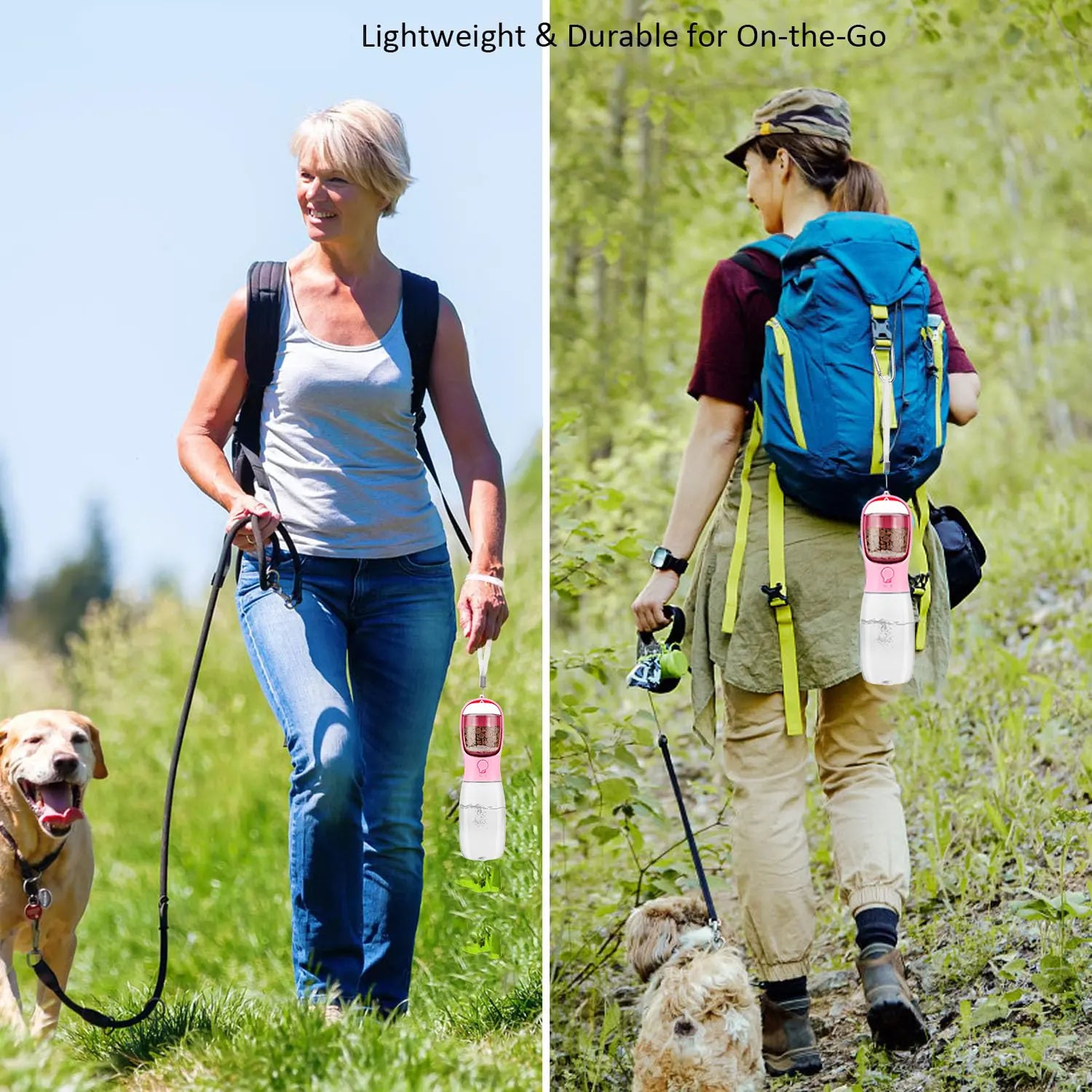 Dog Water Bottle with Food Container, Travel Puppy Water Bowl, Portable Pet Dispenser, Dog Stuff Accessories Items, Automatic Feeder Feeding, Puppy Essentials Necessities for Yorkie Chihuahua Cat Walking and Hiking